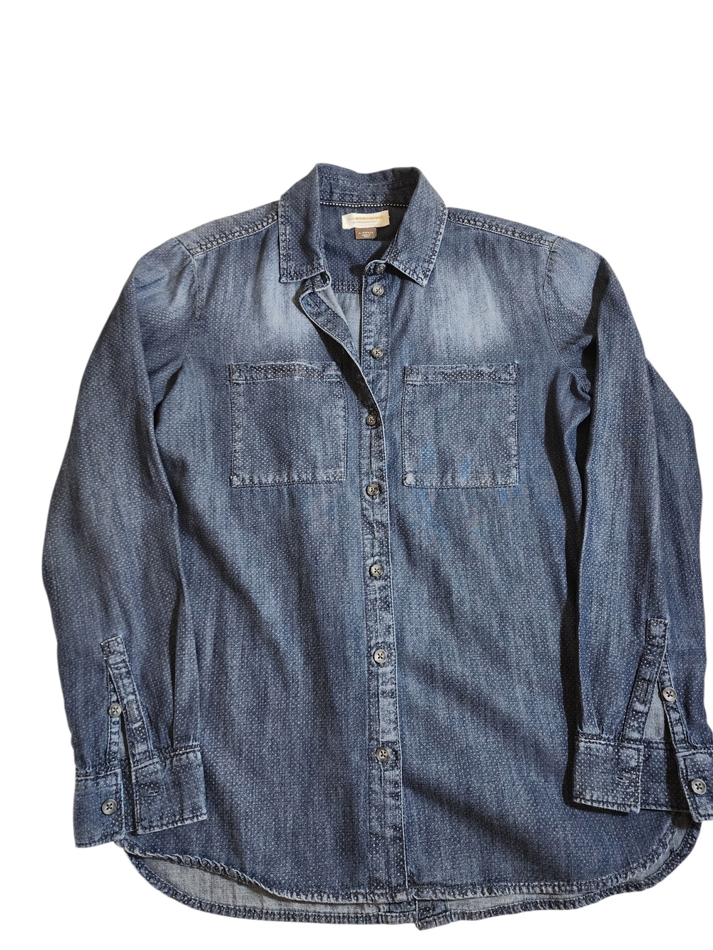 Anthropologie Pilcro and the Letterpress Denim Button Down Shirt Split Back XS